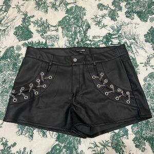 Fashion Nova Black High Waist Faux Leather Shorts